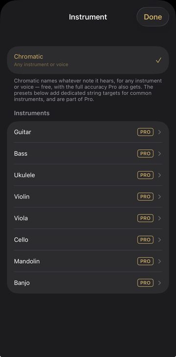 The instrument list